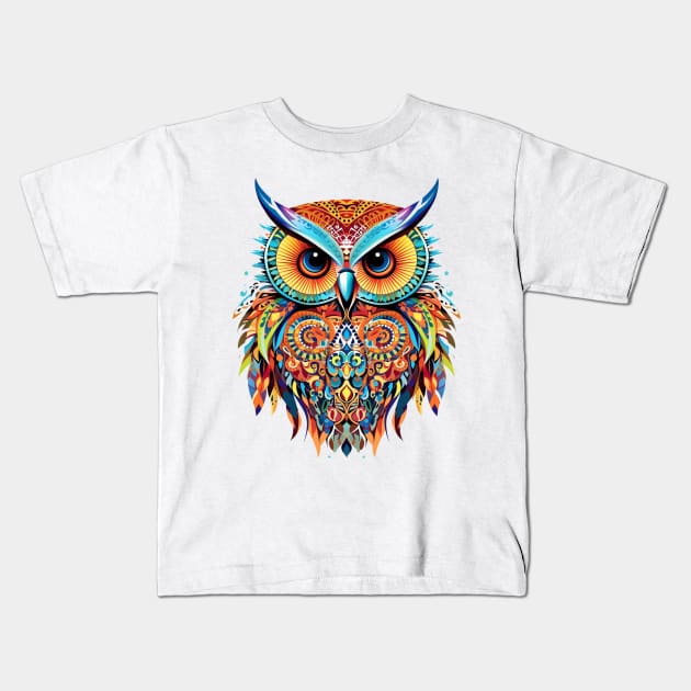 Animal mandala owel Kids T-Shirt by Grazia